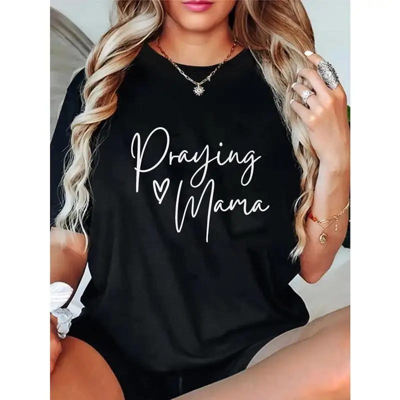 Praying Mama T-shirt Women Faith Graphic Tee Christian Mom Gift Cute Mama Life Top Casual Cotton Short Sleeve Streetwear
Praying Mama T-shirt Women Faith Graphic Tee Christian Mom Gift Cute Mama Life Top Casual Cotton Short Sleeve Streetwear