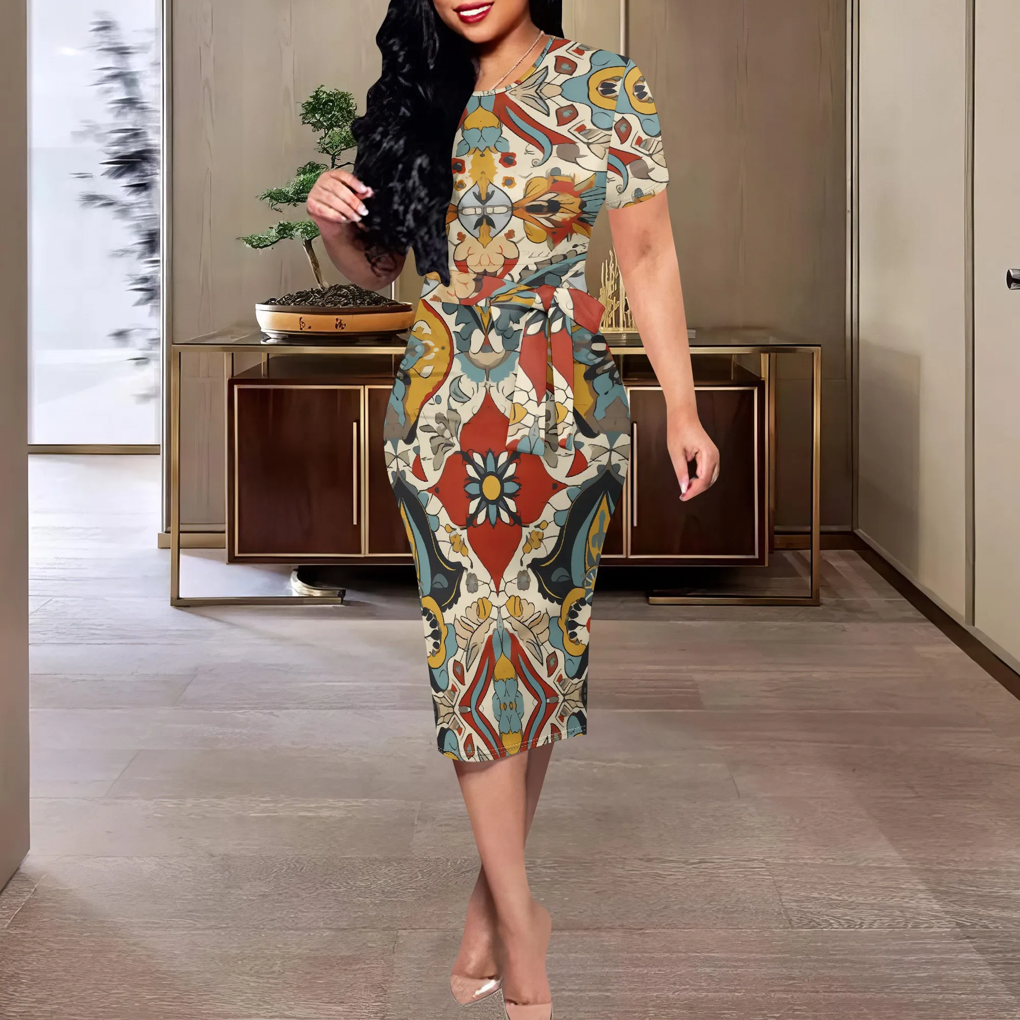 Women's Bohemian Aztec Print Midi Dress - Ethnic Boho Summer Festival & Vacation Dress with Belt - XS-3XL
Women's Bohemian Aztec Print Midi Dress - Ethnic Boho Summer Festival & Vacation Dress with Belt - XS-3XL