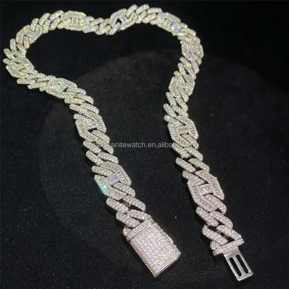 Solid Silver Gra Moissanite 15mm Vvs Diamond Iced Out Hip Cuban Link Chain Baguette Cut Pass Tester Cuban Necklace
Solid Silver Gra Moissanite 15mm Vvs Diamond Iced Out Hip Cuban Link Chain Baguette Cut Pass Tester Cuban Necklace