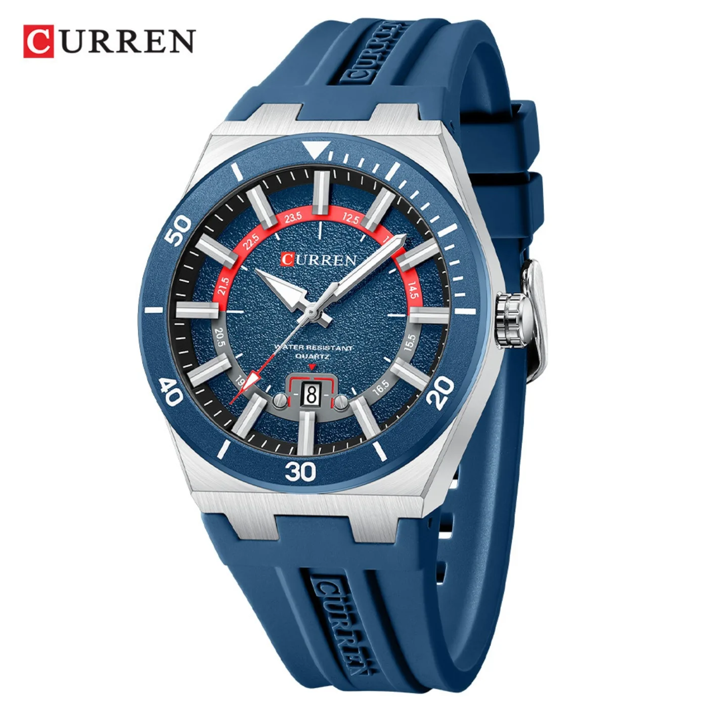 CURREN Fashion Men's Watch 43 Mm Case with Textured Dial Design Luminous Hands Casual Sport Quartz Wristwatch with Silicone Band
CURREN Fashion Men's Watch 43 Mm Case with Textured Dial Design Luminous Hands Casual Sport Quartz Wristwatch with Silicone Band