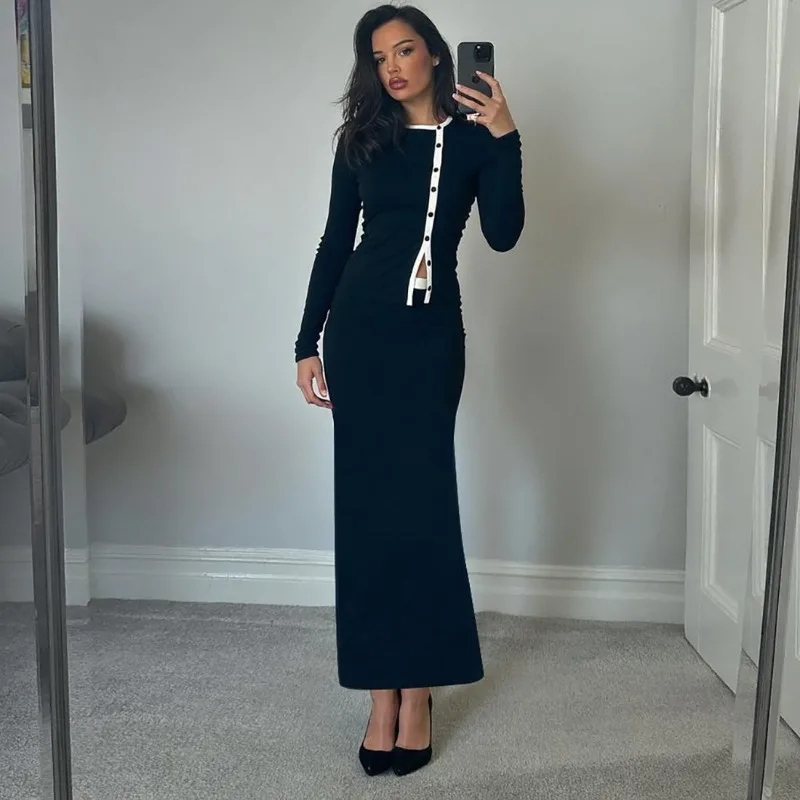 Tuularose Women Autumn Dress Sets Vintage Contrast Cardigan Slim Maxi Skirt Set Fashion High Waist Elegant Party Women Dress Set
Tuularose Women Autumn Dress Sets Vintage Contrast Cardigan Slim Maxi Skirt Set Fashion High Waist Elegant Party Women Dress Set