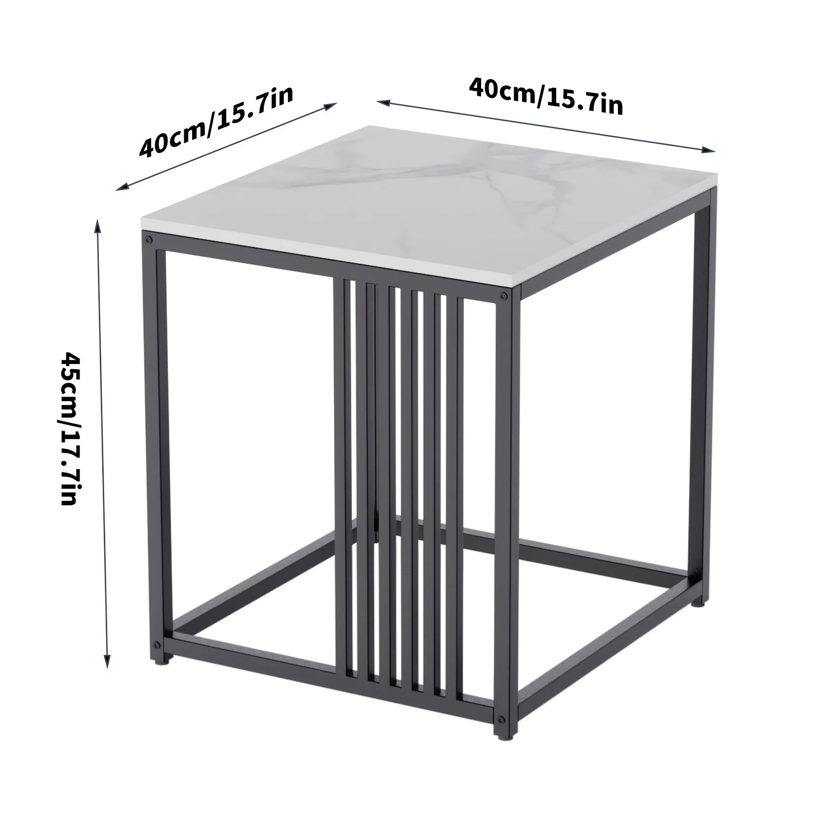 Chic White Faux Marble Top Nightstand - 15.7" Square Sintered Stone End Table with Elegant Black Metal Frame
Chic White Faux Marble Top Nightstand - 15.7" Square Sintered Stone End Table with Elegant Black Metal Frame