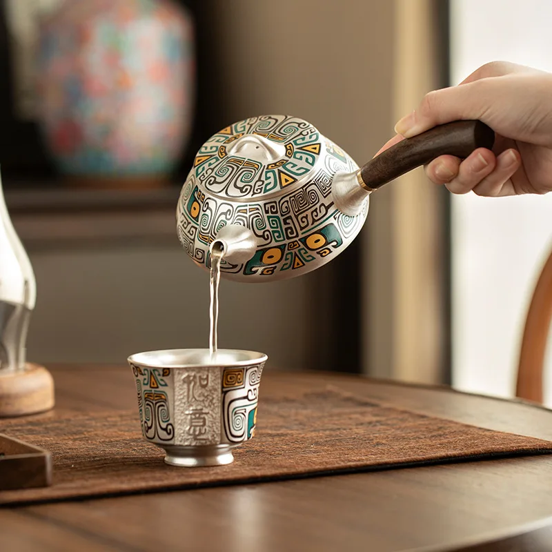 Ceramic+999 Sterling Silver Tea Set, Handmade and Polished, Teapot and Teacup Gift Box Set
Ceramic+999 Sterling Silver Tea Set, Handmade and Polished, Teapot and Teacup Gift Box Set