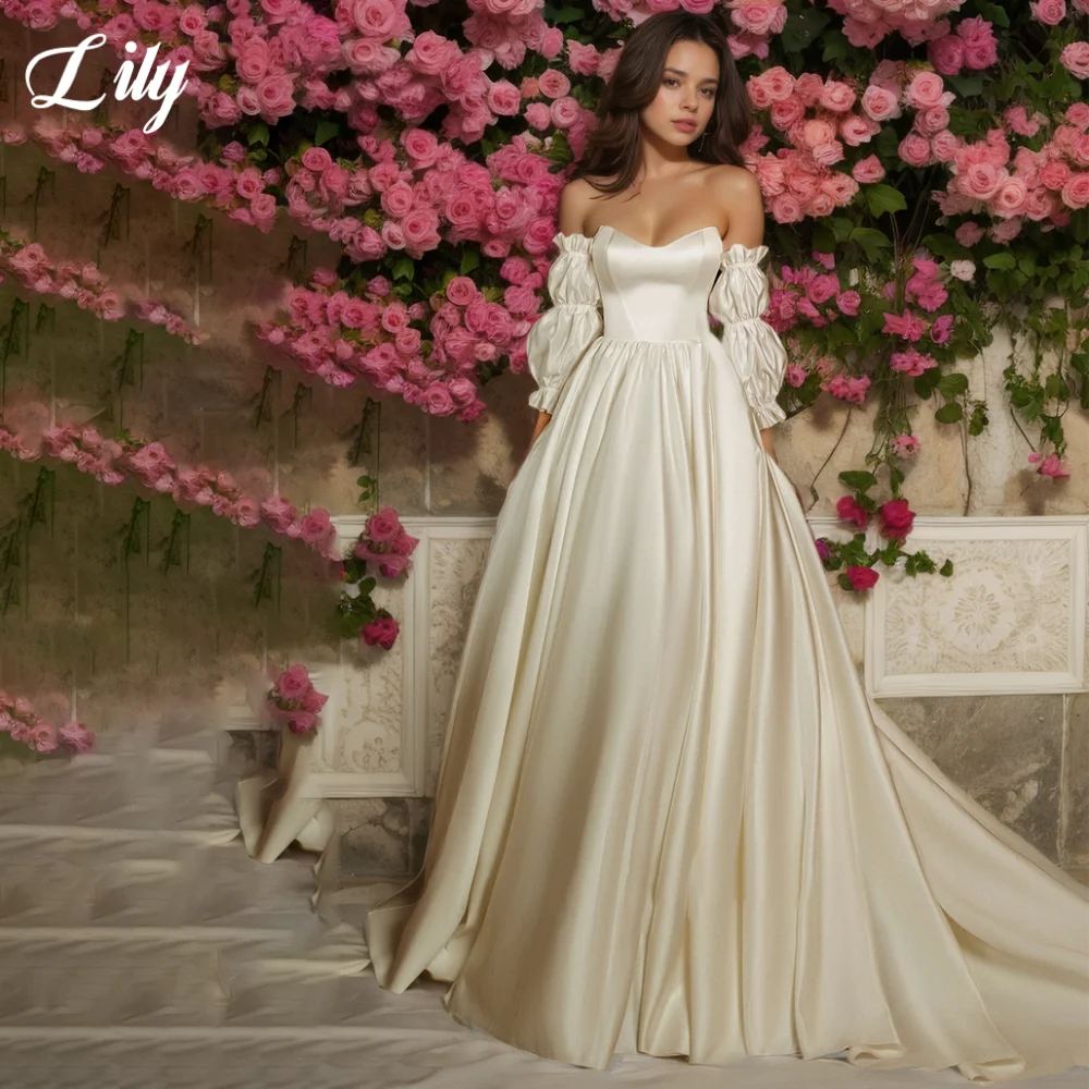Lily White V-Neck Wedding Dress Satin Backless Wedding Gown Long Trailing Bridal Dress for Woman vestidos de novia Customized
Lily White V-Neck Wedding Dress Satin Backless Wedding Gown Long Trailing Bridal Dress for Woman vestidos de novia Customized