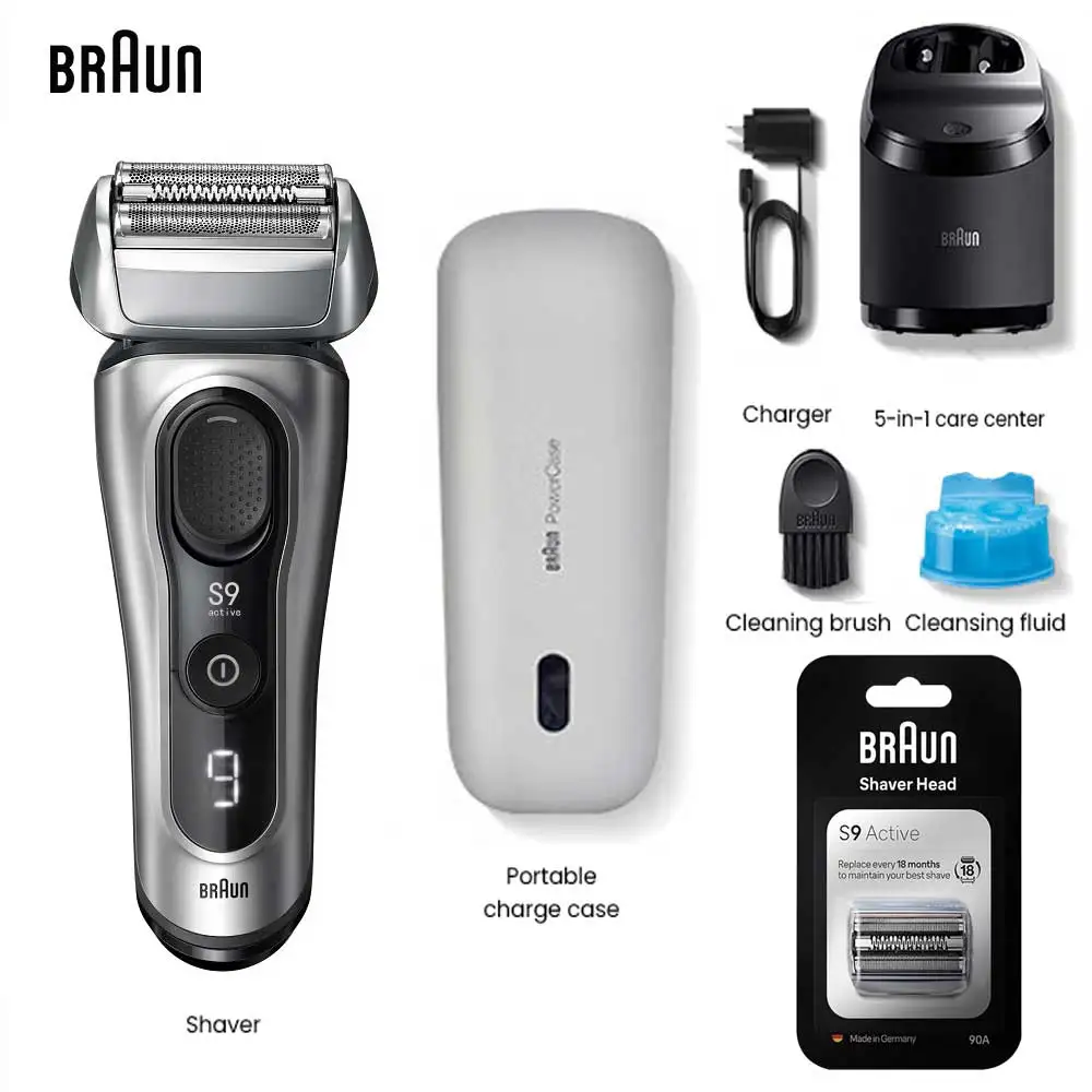 Электробритва Braun S9 Active 9077Cc, 60 минут, срок службы батареи, сухое и влажное бритье, плавающая бритвенная головка с центром ухода, дорожный футляр 
Электробритва Braun S9 Active 9077Cc, 60 минут, срок службы батареи, сухое и влажное бритье, плавающая бритвенная головка с центром ухода, дорожный футляр