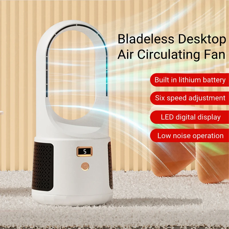 USB Electric Bladeless Table Fan 1200mAh Rechargeable Home Appliances Wireless Cooling Ventilator 6 Gear Wind Air Cooler Fan
USB Electric Bladeless Table Fan 1200mAh Rechargeable Home Appliances Wireless Cooling Ventilator 6 Gear Wind Air Cooler Fan