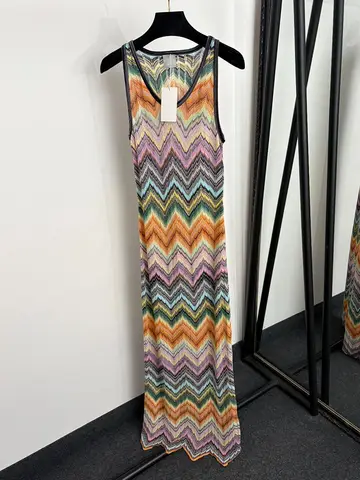 High Quality Summer Knitwear Sleeveless Long Dress Women