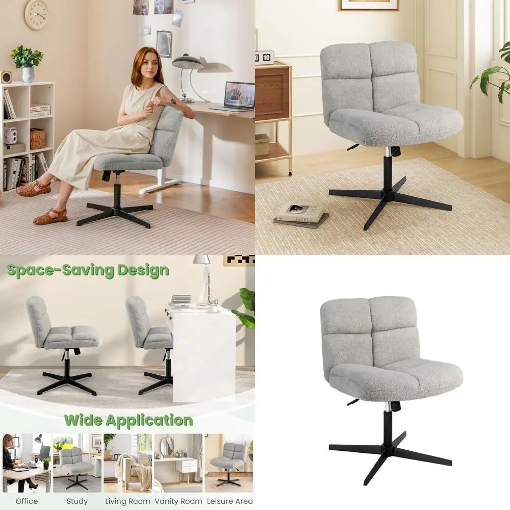 Регулируемое эргономичное офисное кресло без подлокотников с широким сиденьем, без колесиков, идеально подходит для офиса, макияжа или дома, светло-серый
Регулируемое эргономичное офисное кресло без подлокотников с широким сиденьем, без колесиков, идеально подходит для офиса, макияжа или дома, светло-серый