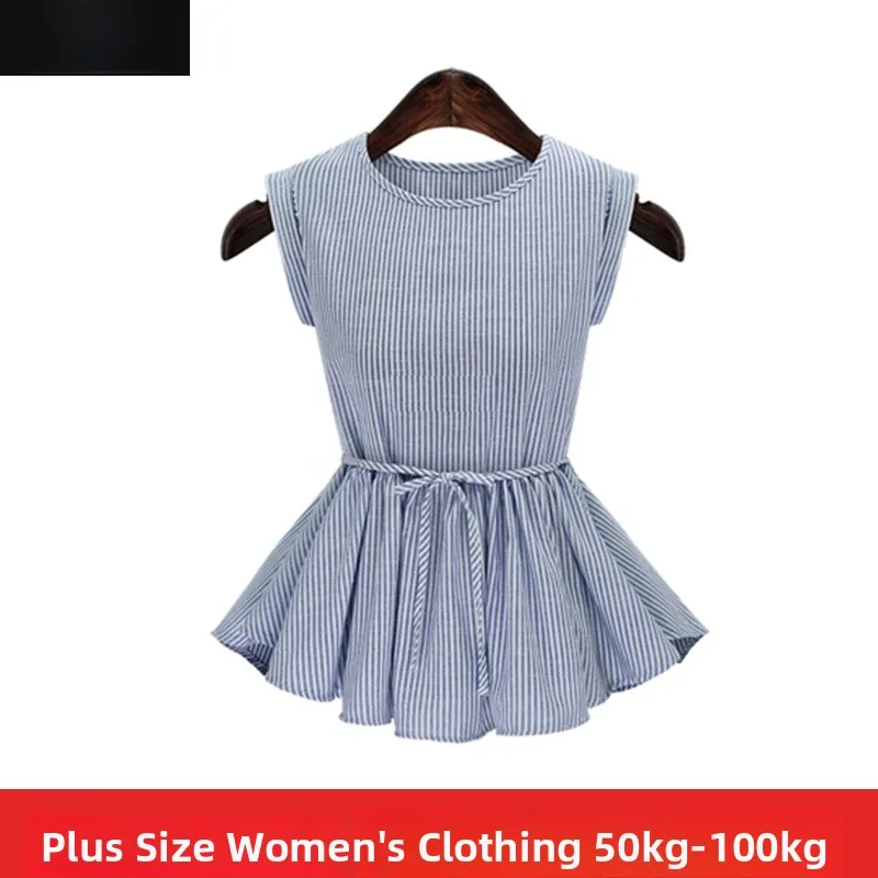 Summer 2018 plus Size Women's Loose Long Sleeveless T-shirt with Lace Hem Vertical Stripes New Arrival Street Style round Neck
Summer 2018 plus Size Women's Loose Long Sleeveless T-shirt with Lace Hem Vertical Stripes New Arrival Street Style round Neck
