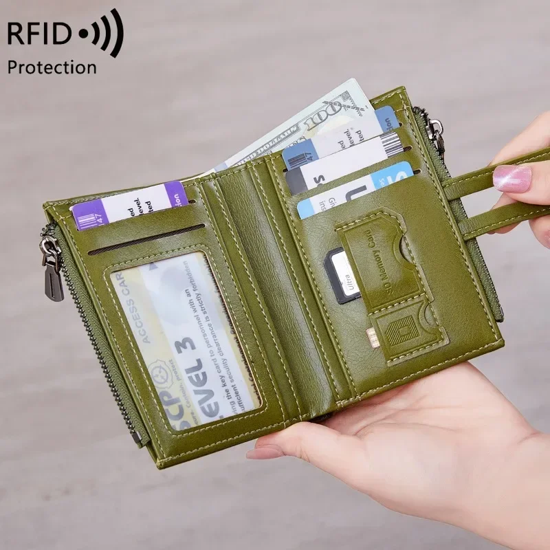 Women's RFID Protected Wallet Retro Oil Waxed Leather Double Zipper Coin Purse Fashion Short Wallet for Women
Women's RFID Protected Wallet Retro Oil Waxed Leather Double Zipper Coin Purse Fashion Short Wallet for Women