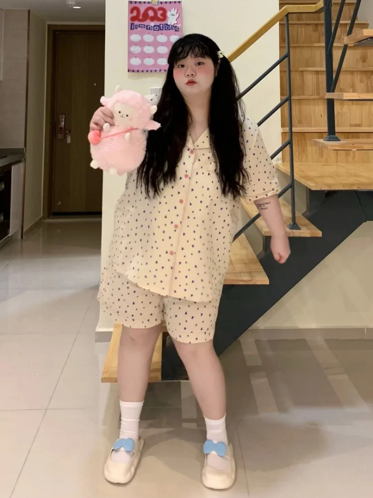 Plus size Chubby Girls Pure Cotton Pajamas Women's 2024 New Summer Short-sleeved Shorts Home Clothes Pure Cotton suit M-5XL
Plus size Chubby Girls Pure Cotton Pajamas Women's 2024 New Summer Short-sleeved Shorts Home Clothes Pure Cotton suit M-5XL