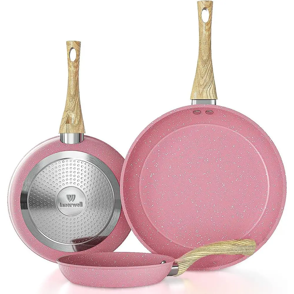 rying Pan Nonstick Set, 8" & 9.5" & 11" Pink Egg Pan, Non Stick ry Pan Set POA-ree Omelet Pan, Toxin-ree Skillets Stone Cookware
rying Pan Nonstick Set, 8" & 9.5" & 11" Pink Egg Pan, Non Stick ry Pan Set POA-ree Omelet Pan, Toxin-ree Skillets Stone Cookware