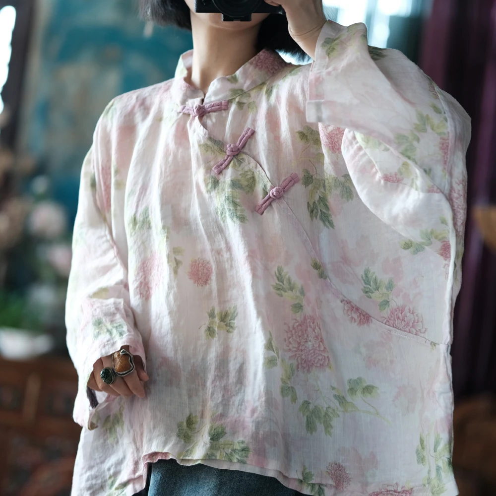 Oversized Women Batwing Sleeve Linen Shirt New 2025 Spring Chinese Style Vintage Floral Print Female Casua Tops Shirts M1057
Oversized Women Batwing Sleeve Linen Shirt New 2025 Spring Chinese Style Vintage Floral Print Female Casua Tops Shirts M1057