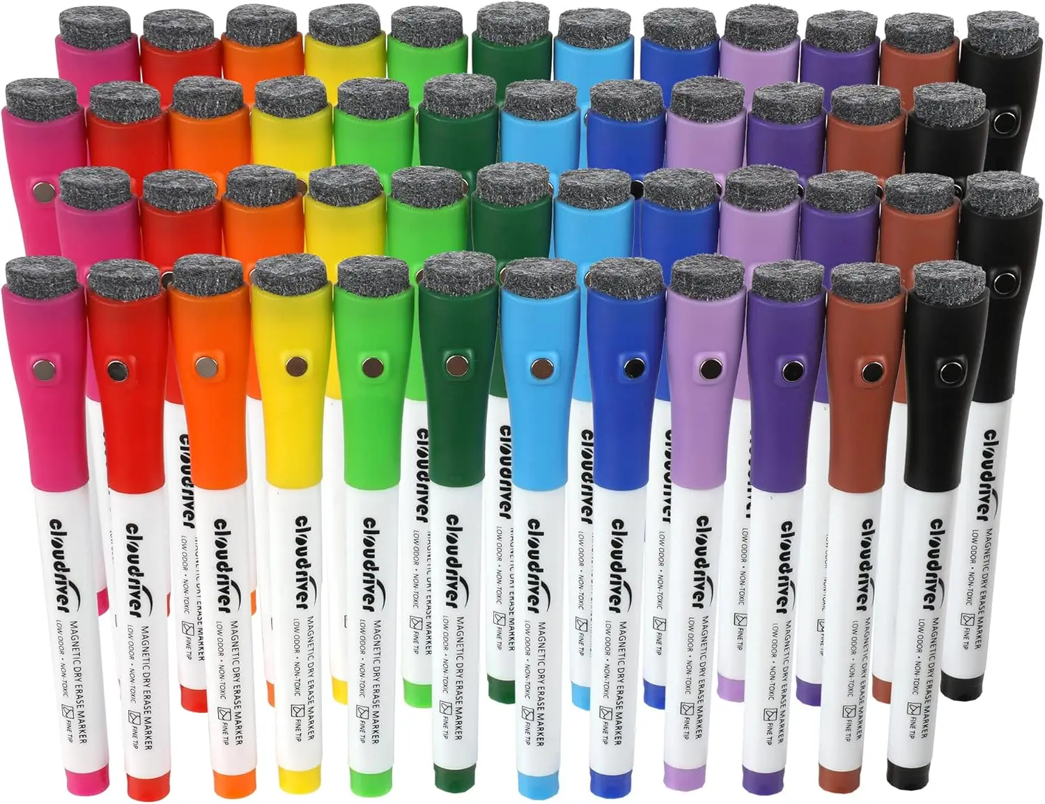 Magnetic Dry Erase Markers 48 Pack - 24 Fine & 24 Chisel Tip, 12 Colors Low Odor with Eraser Cap for Whiteboard
Magnetic Dry Erase Markers 48 Pack - 24 Fine & 24 Chisel Tip, 12 Colors Low Odor with Eraser Cap for Whiteboard
