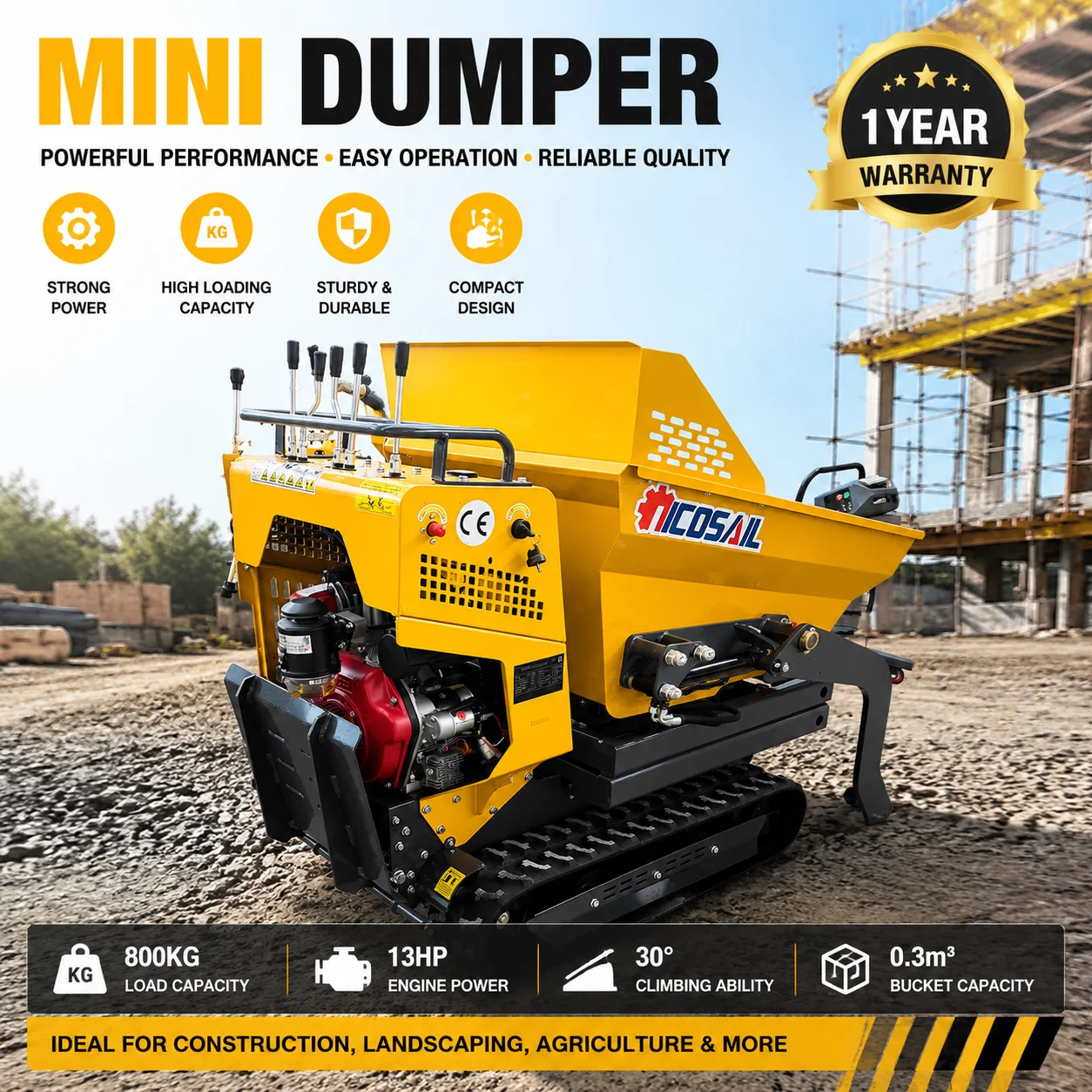 Compact Tracked Dumper Mini Hydraulic Dump Truck for Construction Farm Garden Material Handling
Compact Tracked Dumper Mini Hydraulic Dump Truck for Construction Farm Garden Material Handling