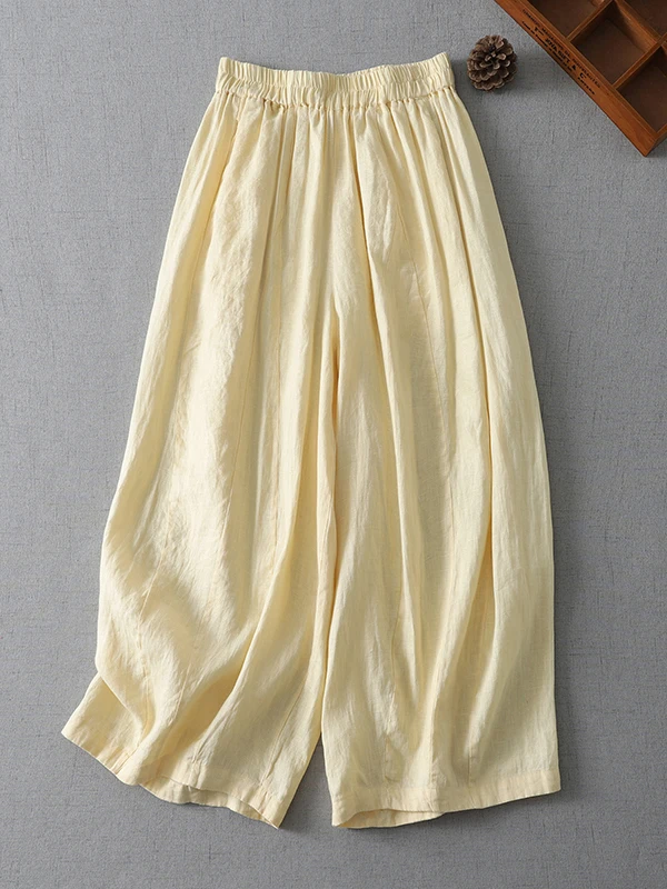 Artistic Style Yellow Cotton Linen Wide Leg Pants Women Summer Thin Cool Loose Meat Covering Slimming Casual Nine Points Pants
Artistic Style Yellow Cotton Linen Wide Leg Pants Women Summer Thin Cool Loose Meat Covering Slimming Casual Nine Points Pants