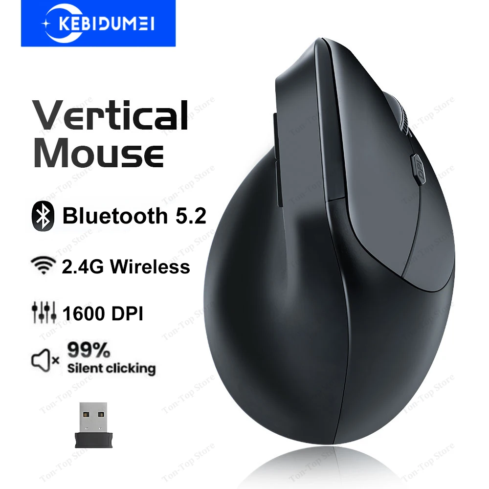 Dual Mode Bluetooth 5.2 Mouse 2.4G Wireless Mouse 6 Buttons Vertical Mouse 1600 DPI Silent Mouse Optical Mice for Laptop Desktop
Dual Mode Bluetooth 5.2 Mouse 2.4G Wireless Mouse 6 Buttons Vertical Mouse 1600 DPI Silent Mouse Optical Mice for Laptop Desktop