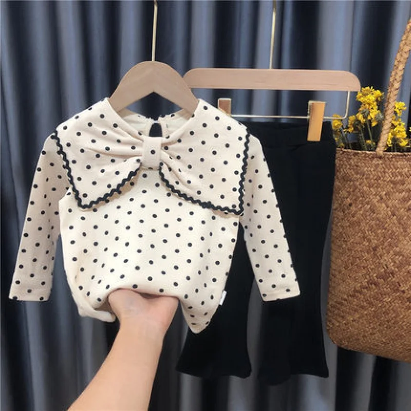 LT2581Children's Clothing Autumn New Baby Girl Cute Polka Dot Top plus Bell-Bottom Pants Girls' Two-Piece Suit
LT2581Children's Clothing Autumn New Baby Girl Cute Polka Dot Top plus Bell-Bottom Pants Girls' Two-Piece Suit
