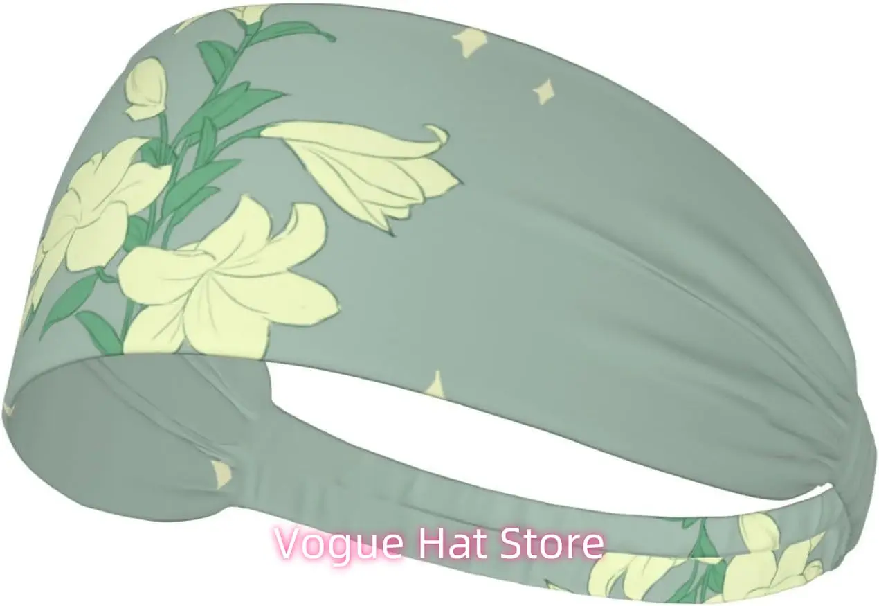 Cartoon White Lilies Elastic Exercise Headband, Fitness Exercise Yoga Cycling Headband, Outdoor Sports Elastic Sweat-Absorbing H
Cartoon White Lilies Elastic Exercise Headband, Fitness Exercise Yoga Cycling Headband, Outdoor Sports Elastic Sweat-Absorbing H