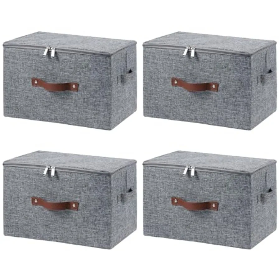 4 Pack Storage Bins with Zipper Lid Cotton Fabric Lidded Storage Baskets Boxes Foldable Washable Closet Shelf Clothes Organizer
4 Pack Storage Bins with Zipper Lid Cotton Fabric Lidded Storage Baskets Boxes Foldable Washable Closet Shelf Clothes Organizer