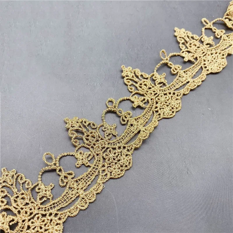 5Yard/Lot Gold Thread Water Soluble Embroidery Lace Trim 5CM Wide Clothes Doll Dress Skirt Neckline Cuff Curtain Decoration
5Yard/Lot Gold Thread Water Soluble Embroidery Lace Trim 5CM Wide Clothes Doll Dress Skirt Neckline Cuff Curtain Decoration