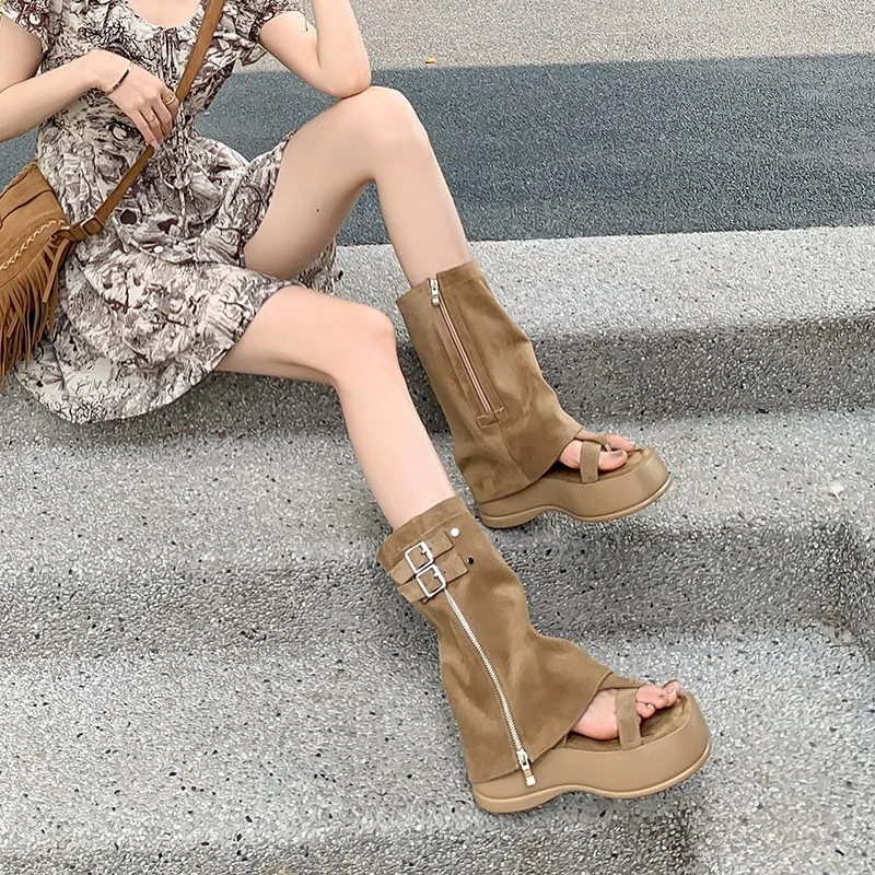 Women's Fad Platform Trousers Cool Boots Women's Herringbone Toe Roman Sandals Causal Short Open-toed Cool Boots Sandalias Mujer
Women's Fad Platform Trousers Cool Boots Women's Herringbone Toe Roman Sandals Causal Short Open-toed Cool Boots Sandalias Mujer