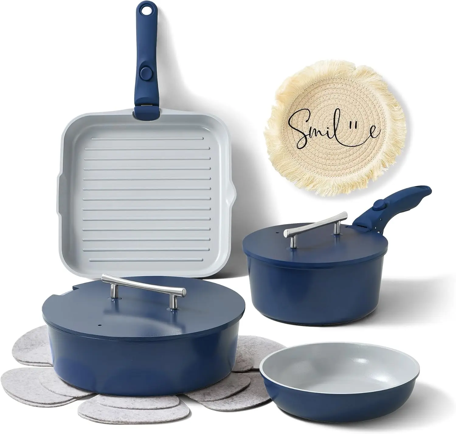 12Pcs Nonstick Ceramic Cookware Set Detachable Handle Pots Pans Lids Non Toxic RVC amping Cooking Set PTFE PFOA Free Oven Safe
12Pcs Nonstick Ceramic Cookware Set Detachable Handle Pots Pans Lids Non Toxic RVC amping Cooking Set PTFE PFOA Free Oven Safe