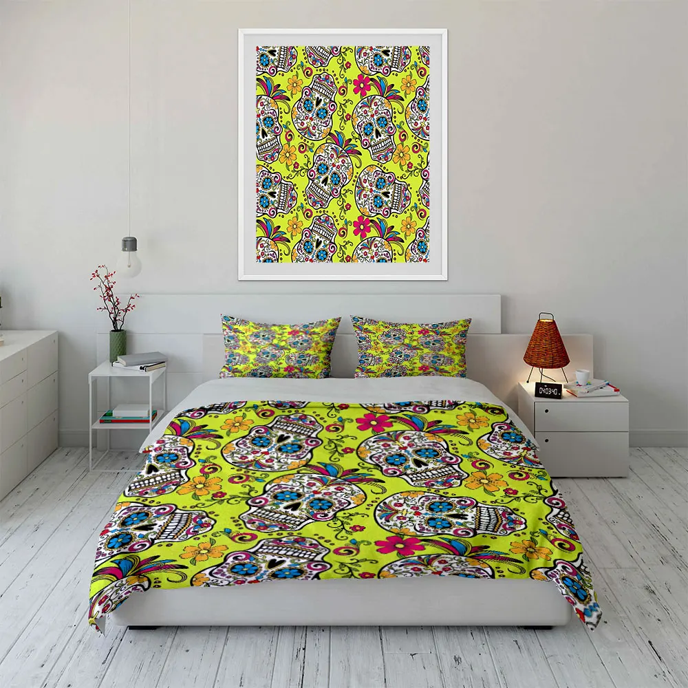 "Colorful Skull Decorative Set" Bedding Set with 1 Duvet Cover 2 Pillowcases Single Double King Queen, Gift
"Colorful Skull Decorative Set" Bedding Set with 1 Duvet Cover 2 Pillowcases Single Double King Queen, Gift