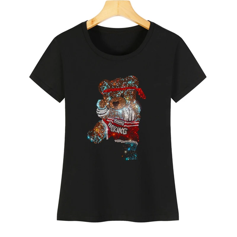 2023 summer new women's T-shirt fashion short-sleeved diamond wrestling bear pattern casual shirt round neck women's tops
2023 summer new women's T-shirt fashion short-sleeved diamond wrestling bear pattern casual shirt round neck women's tops