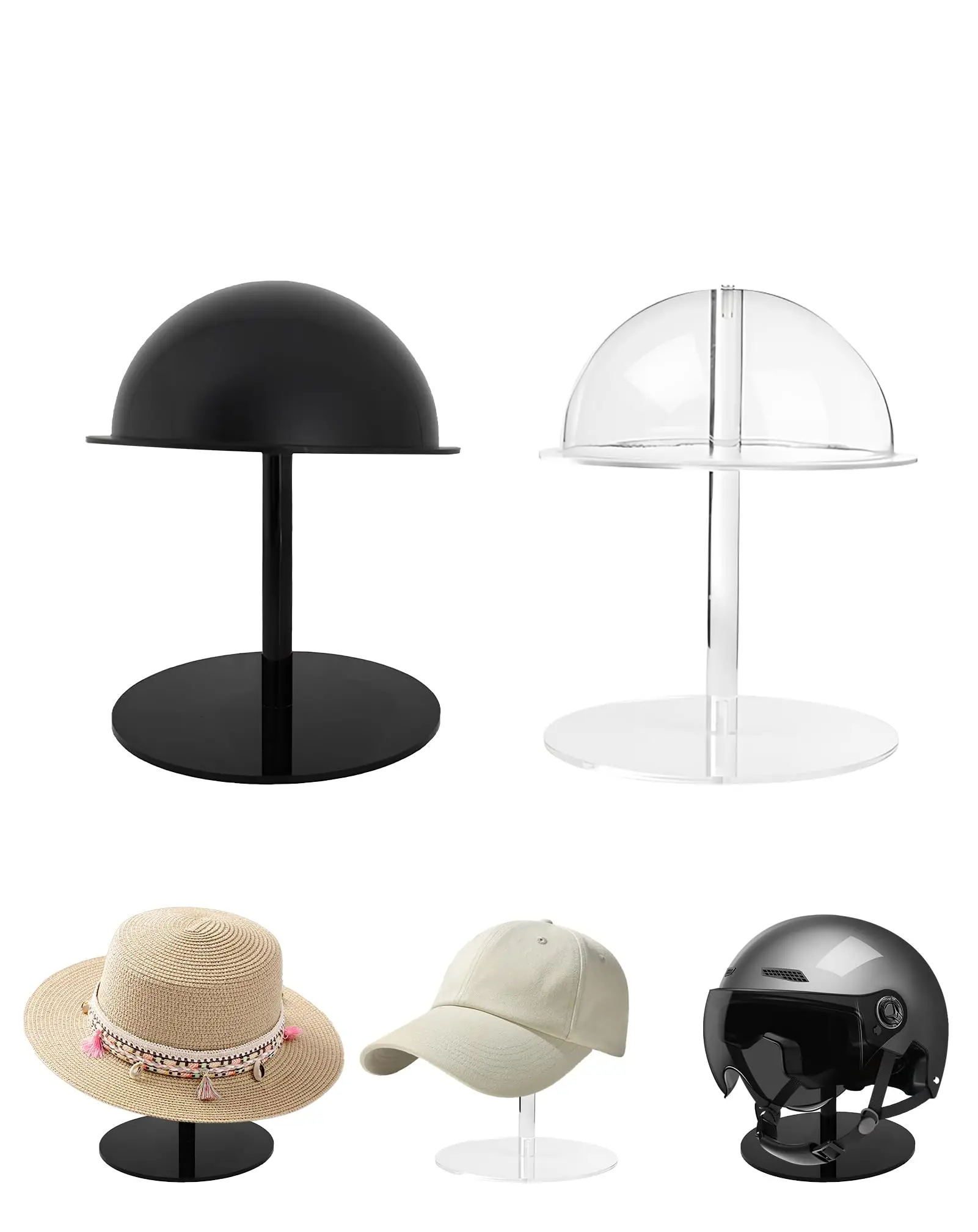 2-Pack Acrylic Hat Display Stands – Black And Transparent For Caps, Straw Hats, Helmets, Wigs – 7.87 Inch Countertop Organizer
2-Pack Acrylic Hat Display Stands – Black And Transparent For Caps, Straw Hats, Helmets, Wigs – 7.87 Inch Countertop Organizer