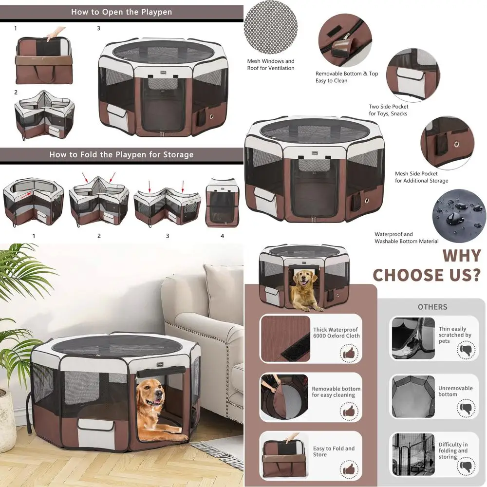 Portable Pet Playpen for Dogs, Cats, Rabbits, and Chicks - Medium Size with Removable Top and Bottom, Carrying Case Included (35
Portable Pet Playpen for Dogs, Cats, Rabbits, and Chicks - Medium Size with Removable Top and Bottom, Carrying Case Included (35