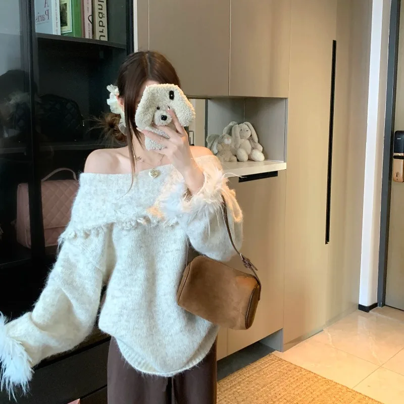 Зимняя мода, новый женский элегантный вязаный свободный корейский свитер, кашемировый свитер на одно плечо, темпераментный толстый пуловер, свитер, джемпер
Зимняя мода, новый женский элегантный вязаный свободный корейский свитер, кашемировый свитер на одно плечо, темпераментный толстый пуловер, свитер, джемпер