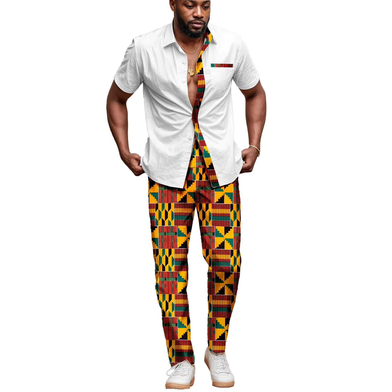 African Men Suits 2 Piece Shirt Pants Fashion Short Sleeve Dashiki Casual Tribal Attire
African Men Suits 2 Piece Shirt Pants Fashion Short Sleeve Dashiki Casual Tribal Attire