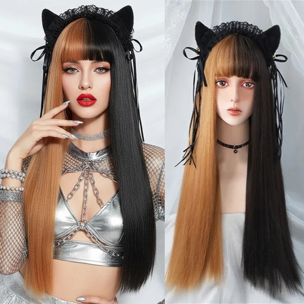 Y2K Lolita Style Half Blonde Half Black Synthetic Wigs Two Tone Color Cosplay For Party Wig
Y2K Lolita Style Half Blonde Half Black Synthetic Wigs Two Tone Color Cosplay For Party Wig