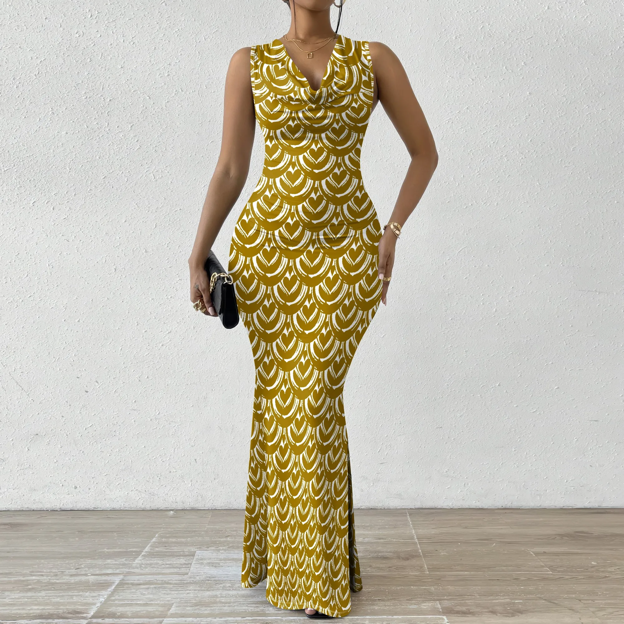 Women's Mermaid Dress Fitted Cowl Neck Fishtail Dress XS-2XL Love Pattern for Outdoor Concert Picnic Party
Women's Mermaid Dress Fitted Cowl Neck Fishtail Dress XS-2XL Love Pattern for Outdoor Concert Picnic Party