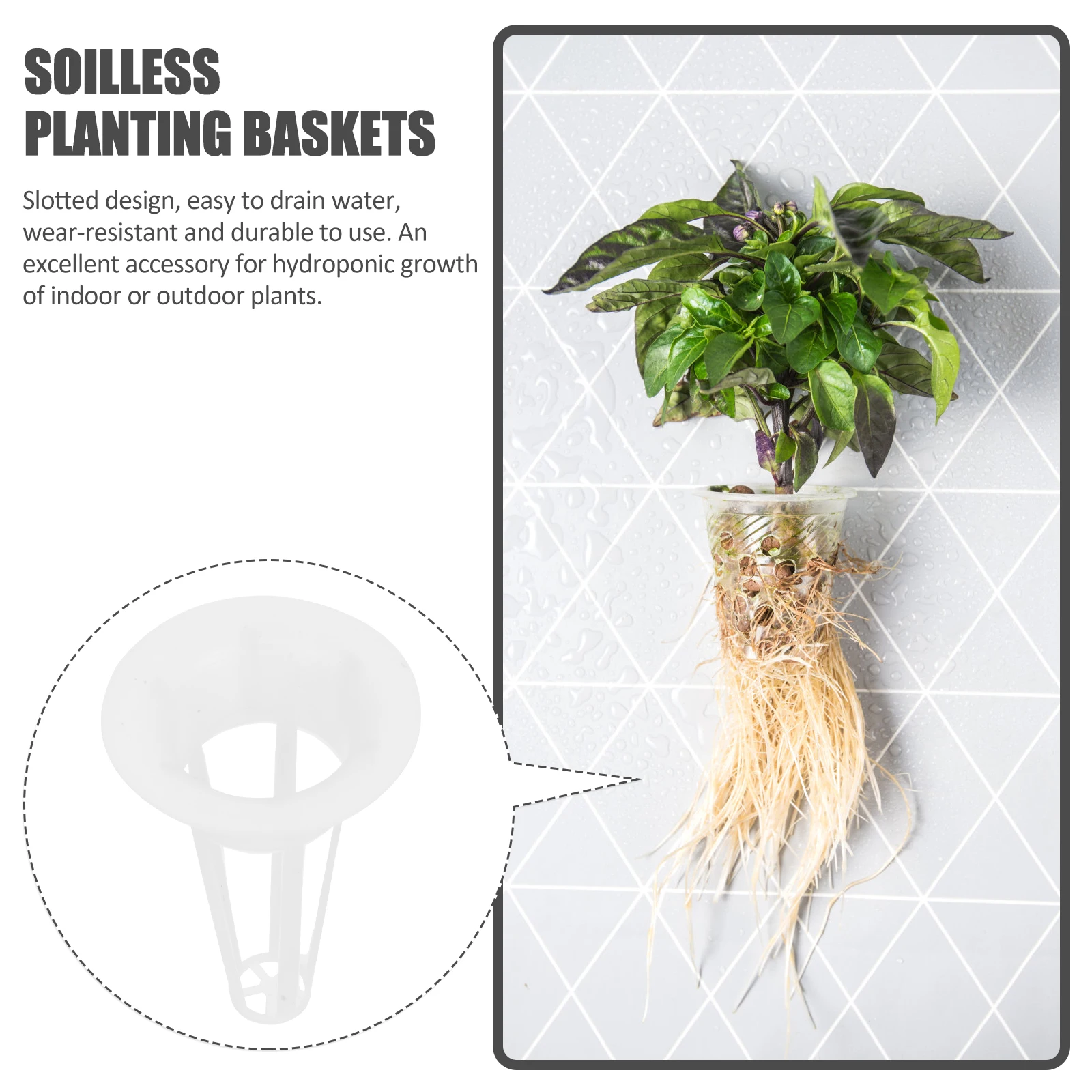 50pcs Hydroponic Baskets Plant Growth Containers Durable Plastic Slotted Design Easy Drain Mesh Cups Suitable Celery Leeks
50pcs Hydroponic Baskets Plant Growth Containers Durable Plastic Slotted Design Easy Drain Mesh Cups Suitable Celery Leeks