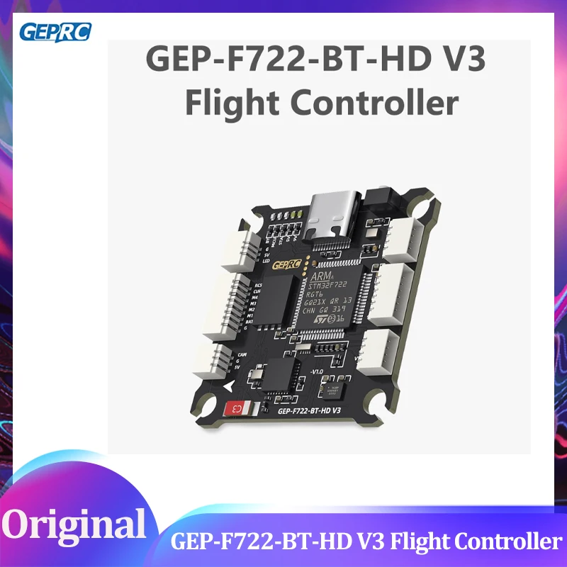 GEPRC GEP-F722-BT-HD V3 Контроллер полета 3-6S LiPo 36,9 × 36,9 мм ICM42688-P для пульта дистанционного управления FPV Racing Drone 
GEPRC GEP-F722-BT-HD V3 Контроллер полета 3-6S LiPo 36,9 × 36,9 мм ICM42688-P для пульта дистанционного управления FPV Racing Drone