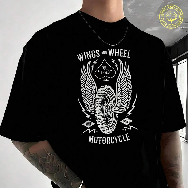 Men Cotton T-Shirt Wings And Wheel Motorcycle Moto T Shirt O-neck Short Sleeve Tees Fashion Hip Hop Tshirt
Men Cotton T-Shirt Wings And Wheel Motorcycle Moto T Shirt O-neck Short Sleeve Tees Fashion Hip Hop Tshirt