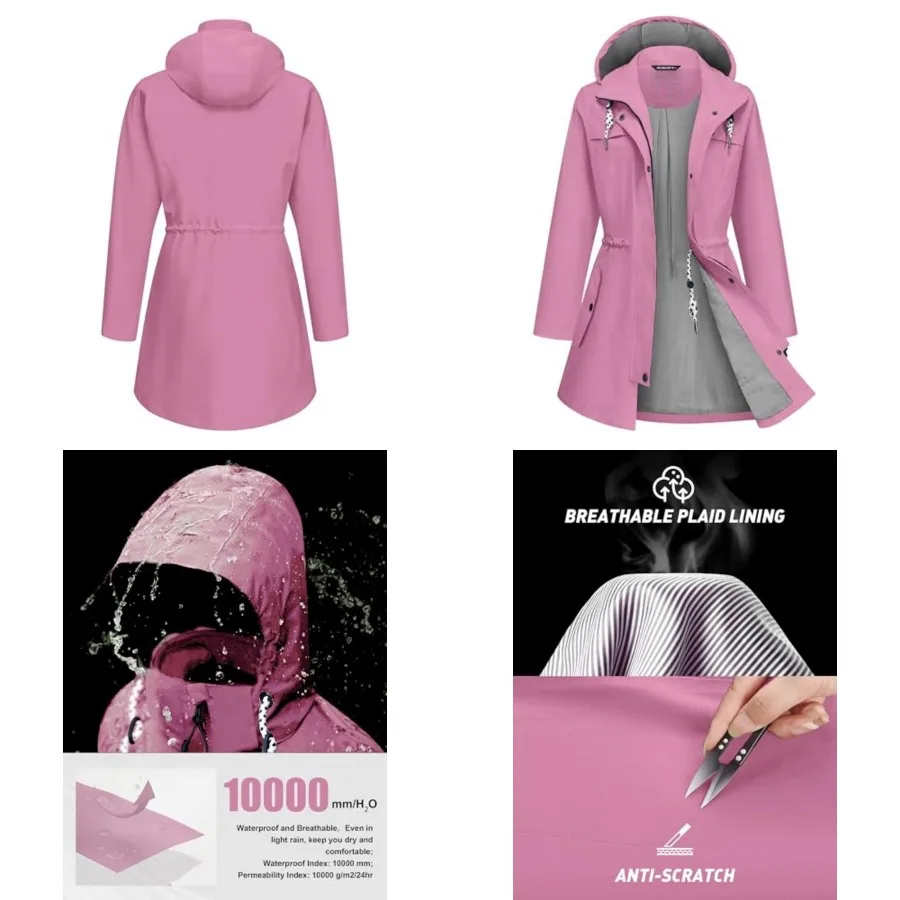 Rain Jacket Women Waterproof Long Lightweight Raincoat Hooded Windbreaker Outdoor Trench Coat S-3XL
Rain Jacket Women Waterproof Long Lightweight Raincoat Hooded Windbreaker Outdoor Trench Coat S-3XL