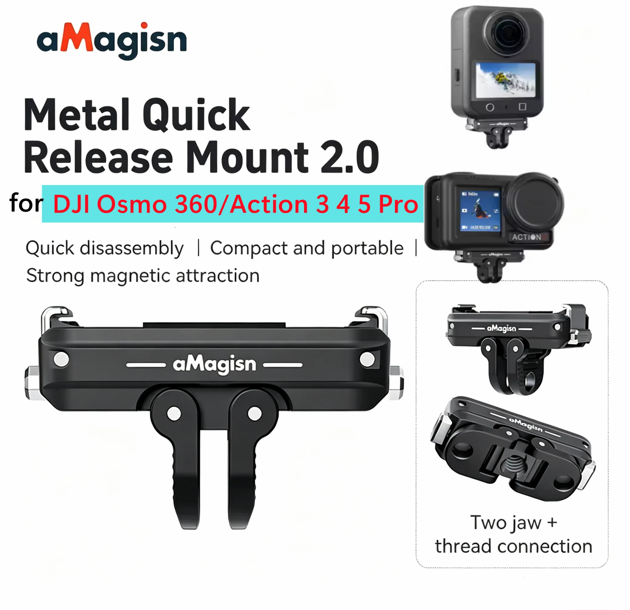 For DJJ Action 5 Pro/4/3 osmo 360 Magisn Quick Release Mount Metal Magnetic Latch Mount Bracket for DJI action 5 4 3 Accessories
For DJJ Action 5 Pro/4/3 osmo 360 Magisn Quick Release Mount Metal Magnetic Latch Mount Bracket for DJI action 5 4 3 Accessories