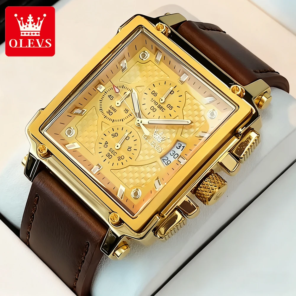 OLEVS мужские часы, деловые роскошные кожаные ремешки, квадратные кварцевые наручные часы для мужчин, водонепроницаемые, со светящейся датой, хронограф, тренд
OLEVS мужские часы, деловые роскошные кожаные ремешки, квадратные кварцевые наручные часы для мужчин, водонепроницаемые, со светящейся датой, хронограф, тренд