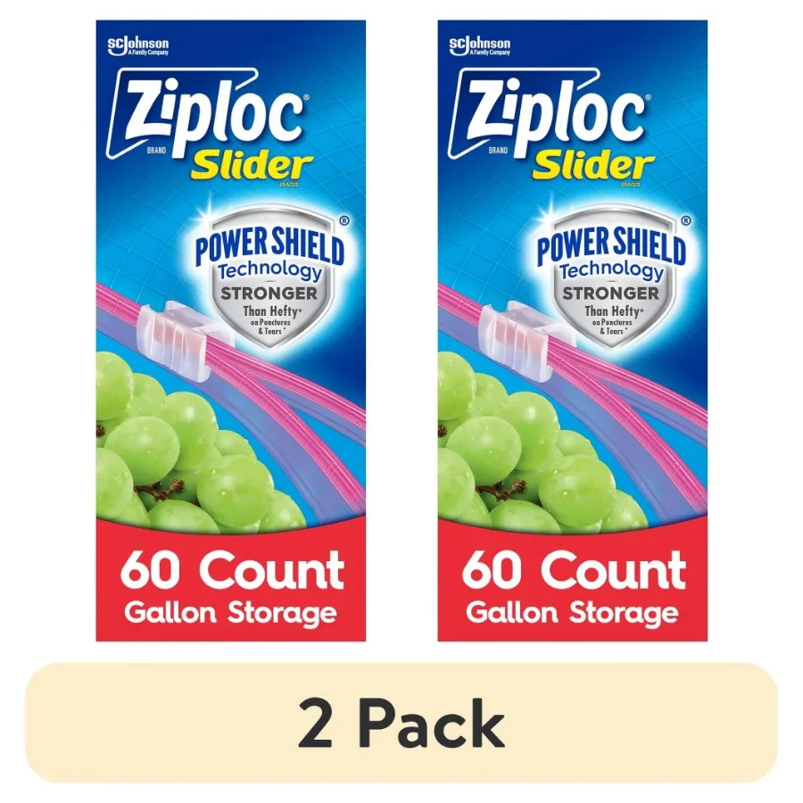 (2 pack) Slider Storage Bags with Power Shield Technology, Gallon, 60 Count
(2 pack) Slider Storage Bags with Power Shield Technology, Gallon, 60 Count