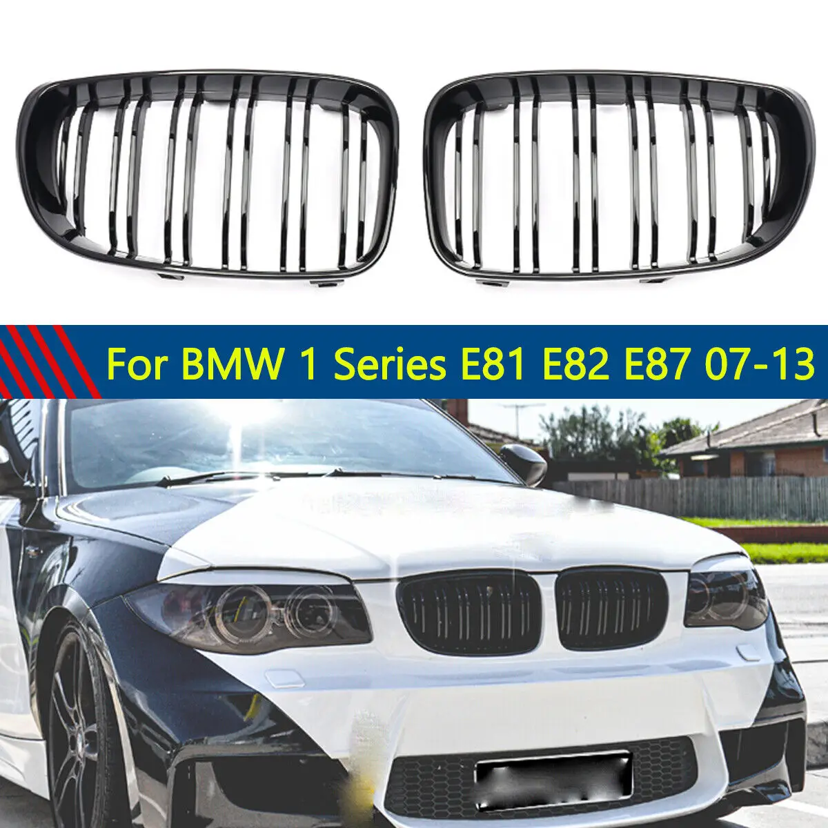 Front Kidney Double Line Grille Grill Replacement For BMW E81 E82 E87 E88 1 Series 2007-2013 GLOSS BLACK 2 Lines Racing Grills
Front Kidney Double Line Grille Grill Replacement For BMW E81 E82 E87 E88 1 Series 2007-2013 GLOSS BLACK 2 Lines Racing Grills