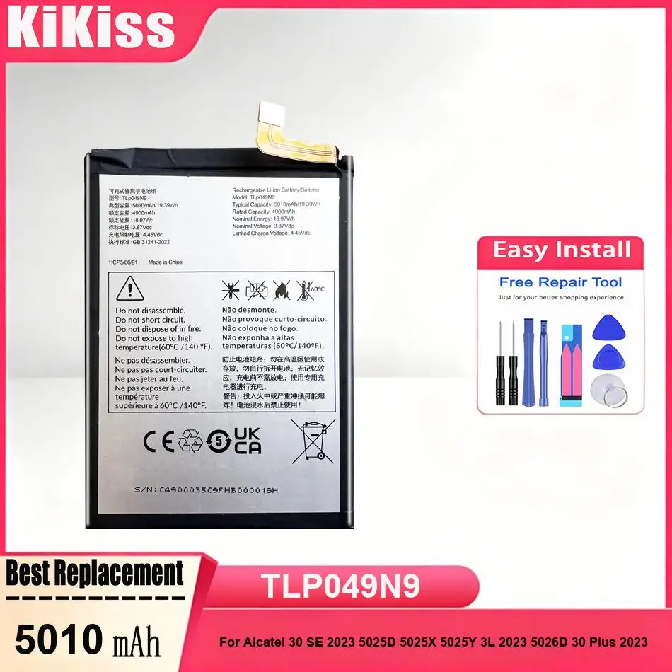 Replacement Mobile Phone Battery TLP049N9 For Alcatel 30 SE 2023 5025D 5025X 5025Y 3L 2023 5026D 5026X 30 Plus 2023 5027D 5027X
Replacement Mobile Phone Battery TLP049N9 For Alcatel 30 SE 2023 5025D 5025X 5025Y 3L 2023 5026D 5026X 30 Plus 2023 5027D 5027X