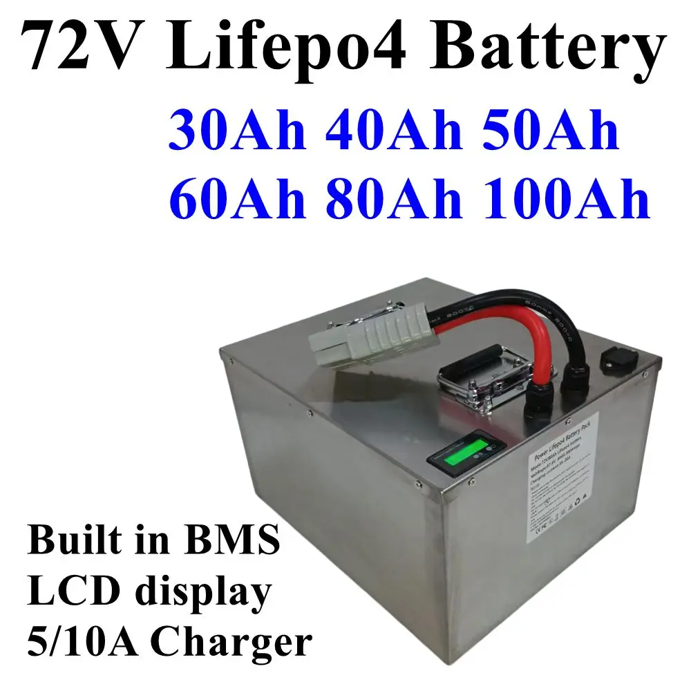 Stainless steel box Lifepo4 battery 72V 30Ah 40Ah 50Ah 80Ah 100Ah for 3500W 7000w scooter inverter golf cart motorcycle +Charge
Stainless steel box Lifepo4 battery 72V 30Ah 40Ah 50Ah 80Ah 100Ah for 3500W 7000w scooter inverter golf cart motorcycle +Charge