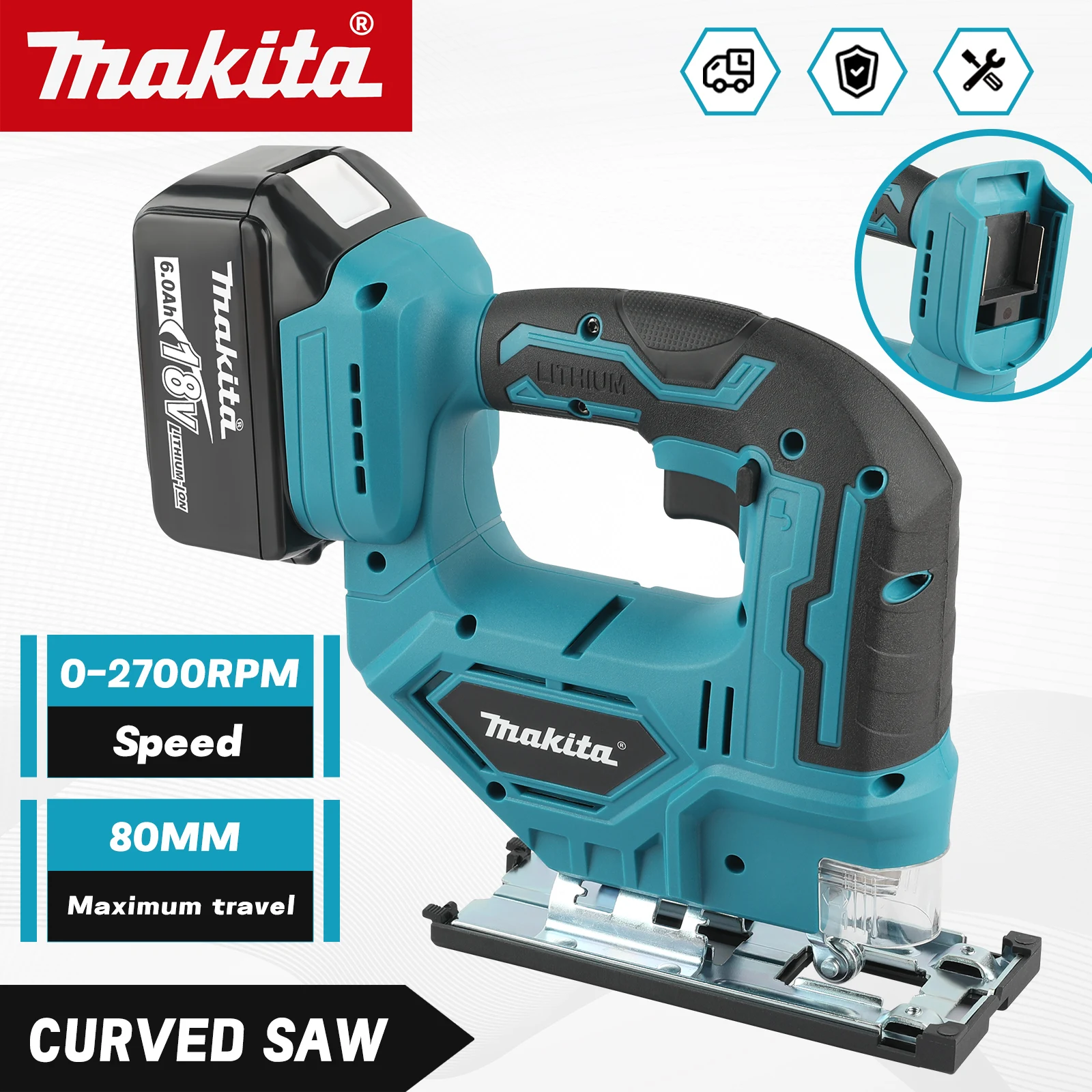 Makita DJV182Z-Electric Hammer Saw, Wireless Tool with 18V Lithium Battery, for Carpentry, Rechargeable, Curved, Multifunction,
Makita DJV182Z-Electric Hammer Saw, Wireless Tool with 18V Lithium Battery, for Carpentry, Rechargeable, Curved, Multifunction,