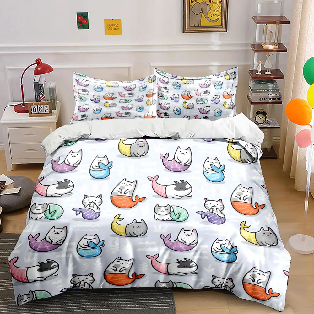 3pcs Cat mermaid pattern design Duvet Cover Set with 3D Printing Design Soft Polyester Bedding Set All-Season Comfort
3pcs Cat mermaid pattern design Duvet Cover Set with 3D Printing Design Soft Polyester Bedding Set All-Season Comfort