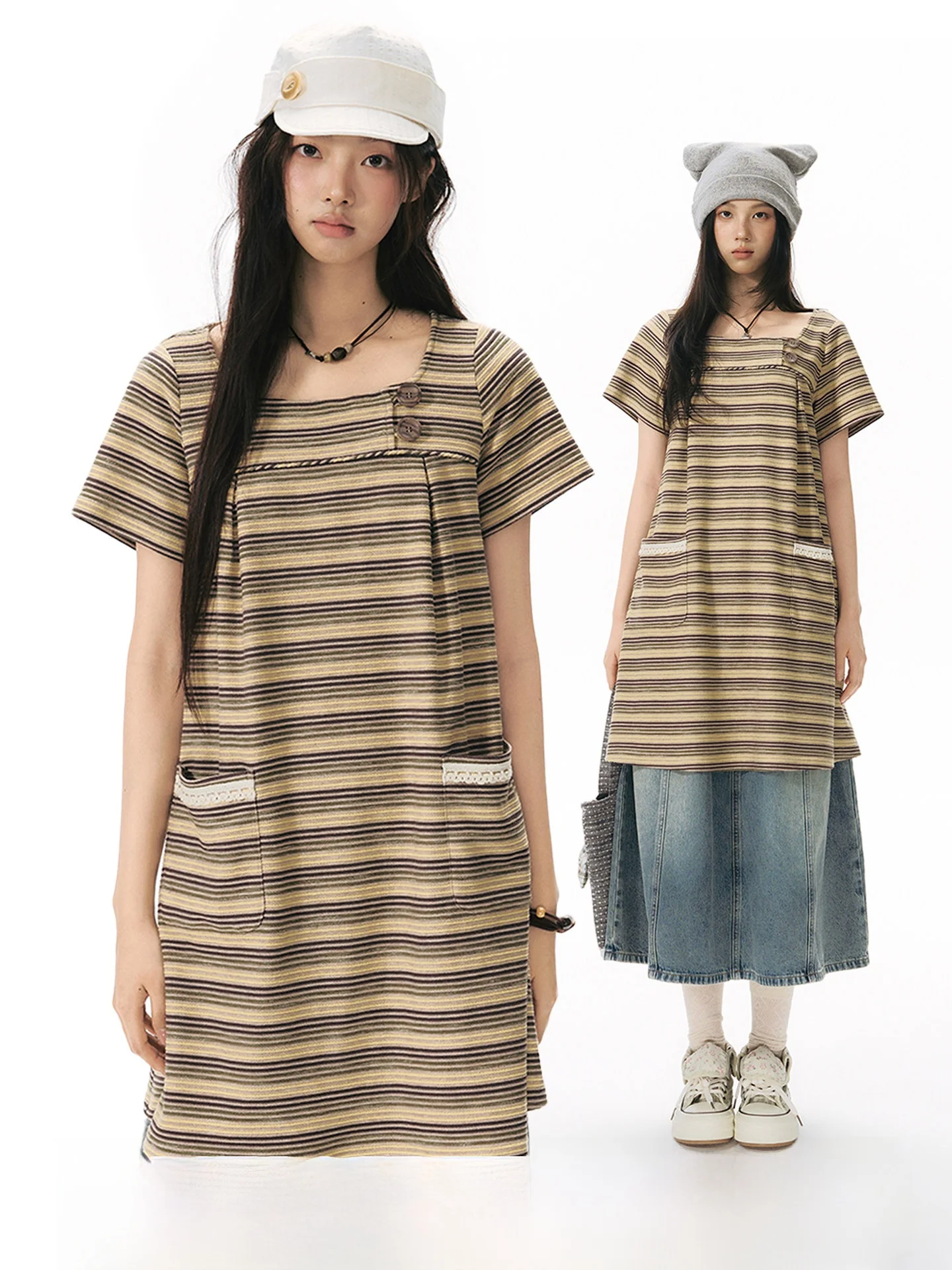 NAPSNAPS Original Striped Button up Knitted Short Sleeve Dress Women's Summer Vintage Loose Fit Cotton Polyester Bl...
NAPSNAPS Original Striped Button up Knitted Short Sleeve Dress Women's Summer Vintage Loose Fit Cotton Polyester Bl...