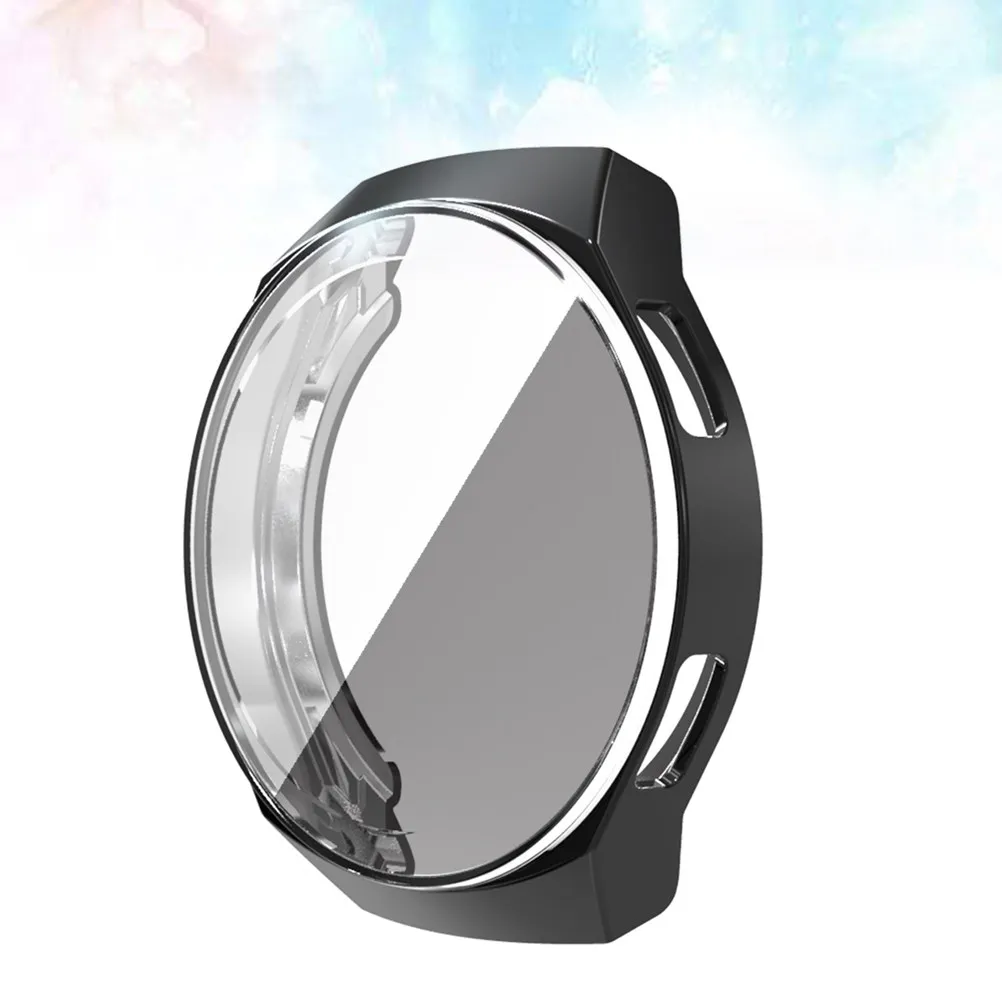 Full Screen Watch Case Protective Cover Black Sleek Protective Shell Compatible for Huawei Scratch Dust Resistant