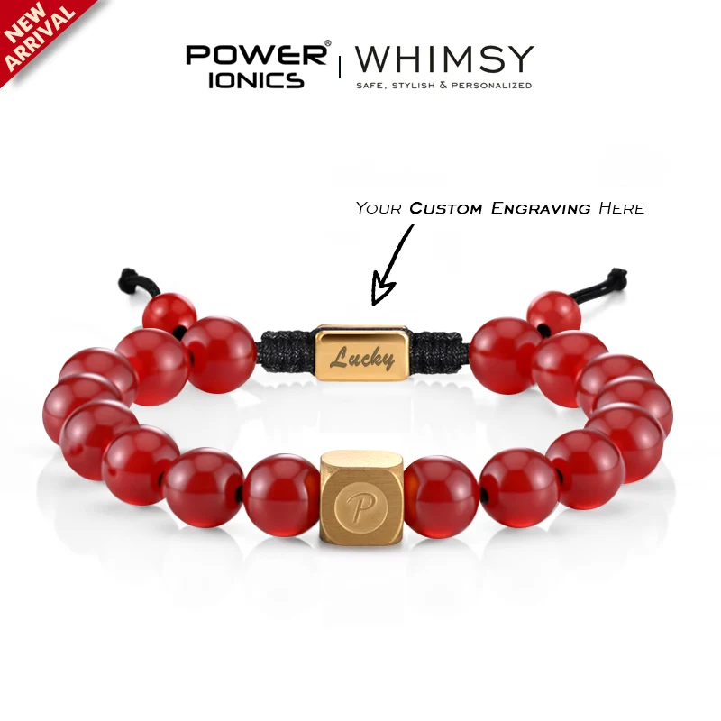 POWER IONICS 8mm Natural Agate Beads Adjustable Bracelet - 18K Gold Plated Unisex Jewelry Custom Engrave Gift
POWER IONICS 8mm Natural Agate Beads Adjustable Bracelet - 18K Gold Plated Unisex Jewelry Custom Engrave Gift